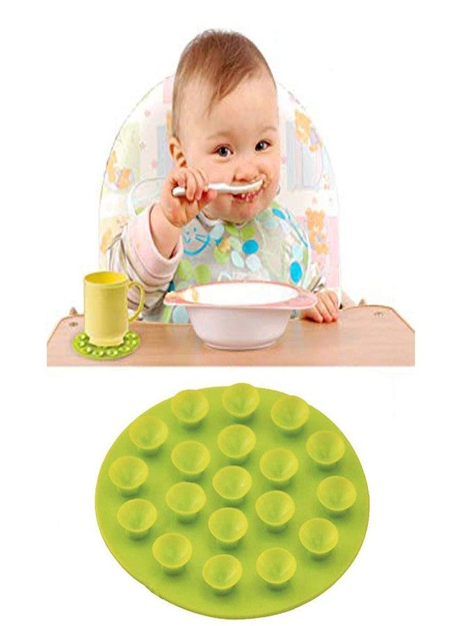 SpiderJuice Creative Multipurpose Anti Spill Anti Skid Non Slip Double Sided Suction Circular Coaster Art Feeding Sticker Mat for Baby Children Toddlers Kids (Single Piece, Random Color) - Image 1