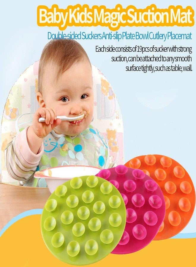 SpiderJuice Creative Multipurpose Anti Spill Anti Skid Non Slip Double Sided Suction Circular Coaster Art Feeding Sticker Mat for Baby Children Toddlers Kids (Single Piece, Random Color) - Image 2