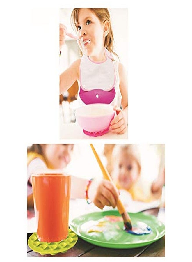 SpiderJuice Creative Multipurpose Anti Spill Anti Skid Non Slip Double Sided Suction Circular Coaster Art Feeding Sticker Mat for Baby Children Toddlers Kids (Single Piece, Random Color) - Image 4