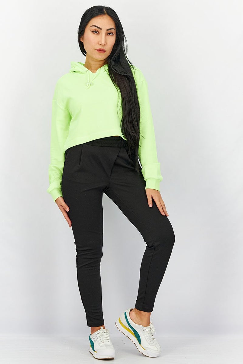 New Balance Women Relaxed Fit Long Sleeves Solid Hoodie, Lime - Image 2
