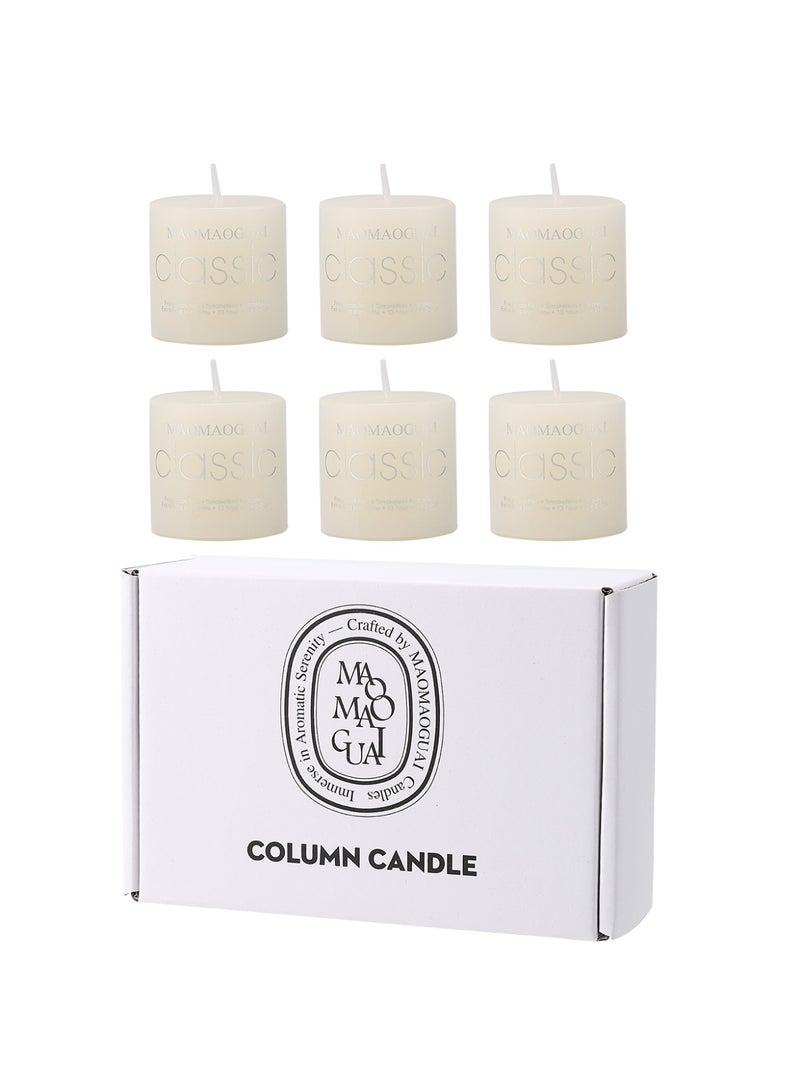 6 Per box of milky white vanilla scented candles with a cylindrical diameter and height of 5cm/2inch. Natural fragrance smokeless aromatherapy candles Perfect for Wedding, Parties, Spas, Home Gatherings and Dinner - Image 1