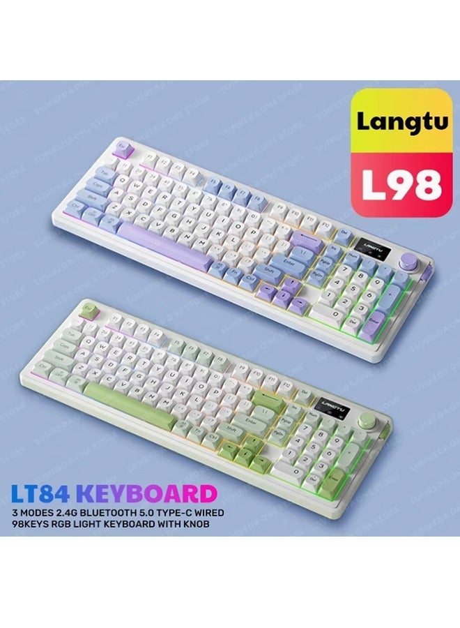 LANGTU L98 Triple-Mode Mechanical Keyboard,Wireless Hot Swappable Bluetooth Keyboard with Knob &RGB Backlit - Image 5