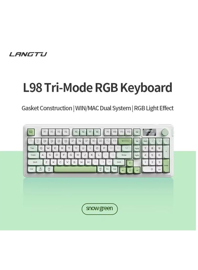 لانغتو لوحة مفاتيح ميكانيكية ثلاثية الأوضاع L98، لوحة مفاتيح بلوتوث لاسلكية قابلة للتبديل السريع مع مقبض وإضاءة خلفية RGB - Image 2