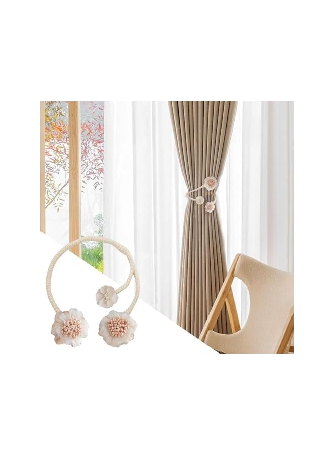 The Bros Flower Curtain Tiebacks,Decorative Bough Flower Twist Holdbacks Clips, No-Punch Flexible Curtain Tiebacks for Home, Bedroom, Living Room, and Office, Artificial Floral Holdbacks (2PCS) - Image 2