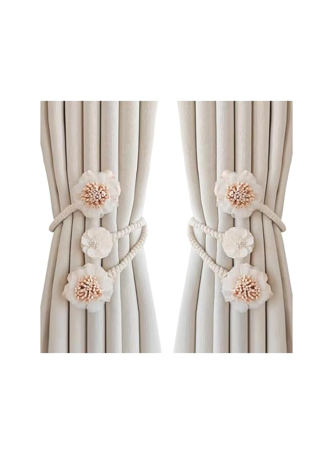 The Bros Flower Curtain Tiebacks,Decorative Bough Flower Twist Holdbacks Clips, No-Punch Flexible Curtain Tiebacks for Home, Bedroom, Living Room, and Office, Artificial Floral Holdbacks (2PCS) - Image 4