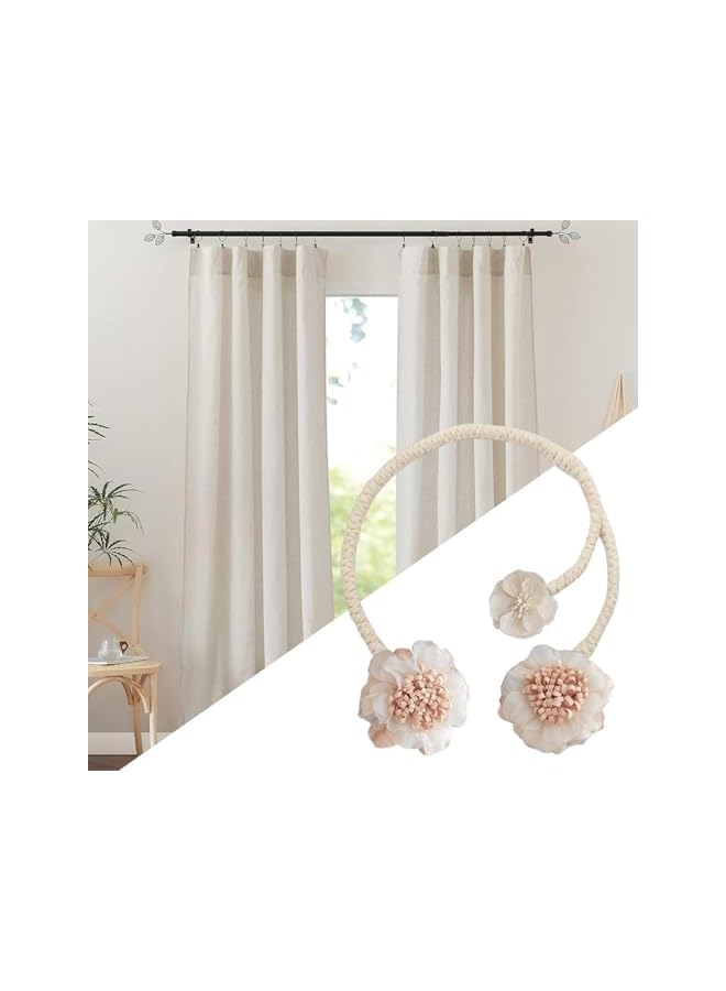 The Bros Flower Curtain Tiebacks,Decorative Bough Flower Twist Holdbacks Clips, No-Punch Flexible Curtain Tiebacks for Home, Bedroom, Living Room, and Office, Artificial Floral Holdbacks (2PCS) - Image 3