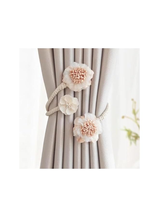The Bros Flower Curtain Tiebacks,Decorative Bough Flower Twist Holdbacks Clips, No-Punch Flexible Curtain Tiebacks for Home, Bedroom, Living Room, and Office, Artificial Floral Holdbacks (2PCS) - Image 5