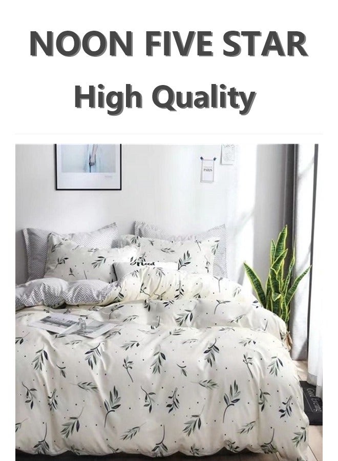 Hand-Finished Hem King Size 220x240cm 6PCS Duvet Cover 4Pillow Cover 1 Double Stitch Fitted Sheet