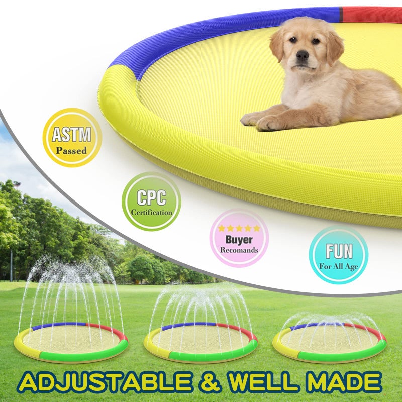 Growsland Non Slip Splash Pad for Kids and Dogs, 87'' Extra Large Splash Pad Outdoor Sprinkler for Kids, Dog Water Summer Toys Outdoor Toys for Toddlers 3-5 Kids Ages 4-8 - Image 5