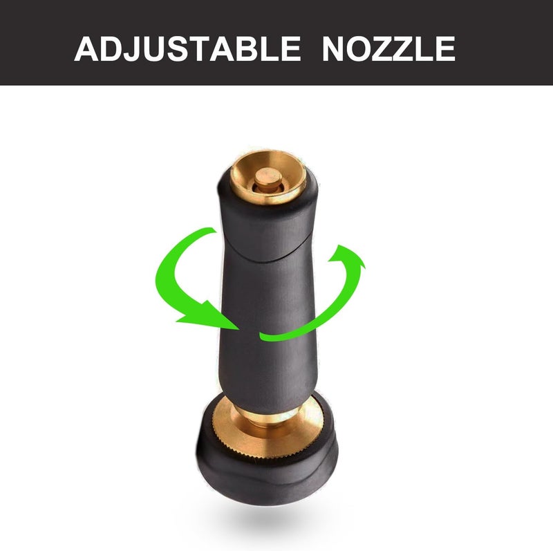 Nakcase Brass Hose Nozzle, Heavy-Duty Adjustable Garden Twist Hose Nozzle Shut Off Valve, Suitable for Cleaning Car, Watering Flowers, Lawns, Cleaning Ground (2 Pack) - Image 4