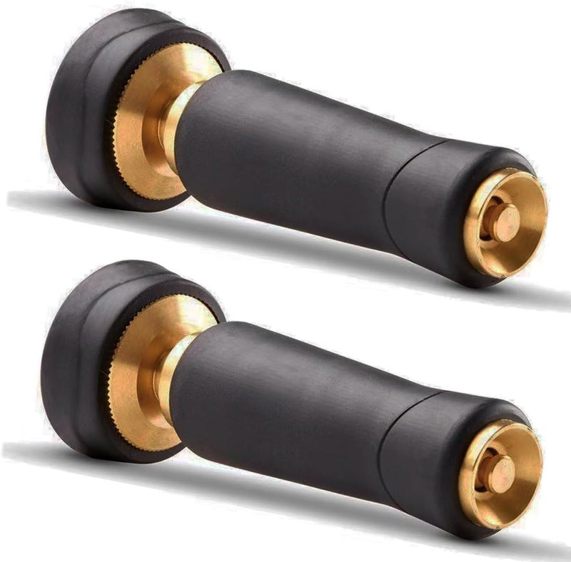 Nakcase Brass Hose Nozzle, Heavy-Duty Adjustable Garden Twist Hose Nozzle Shut Off Valve, Suitable for Cleaning Car, Watering Flowers, Lawns, Cleaning Ground (2 Pack) - Image 1