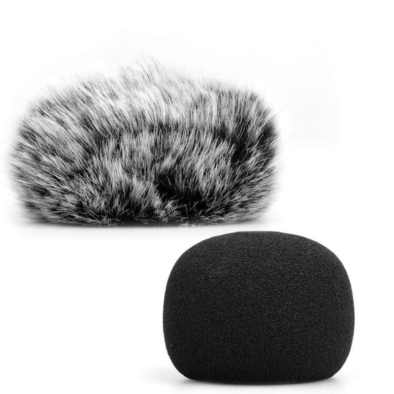 ChromLives Microphone Windscreen, Furry Windscreen Muff Wind Cover + Foam Microphone Windscreen Cover Compatible with Zoom H1 H1n Apogee Mic and More, Furry & Foam 2Pack - Image 1