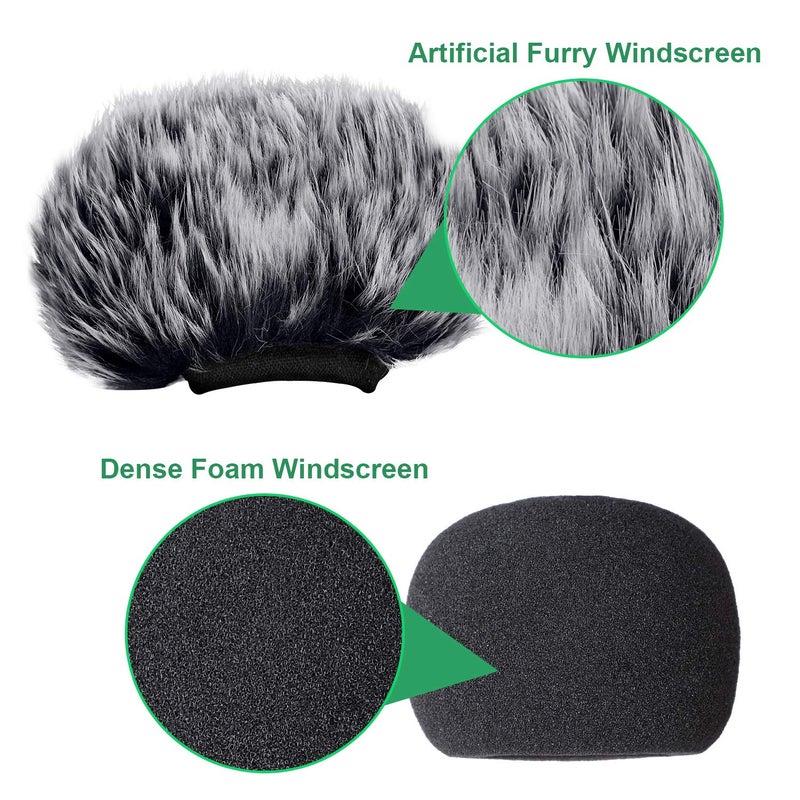 ChromLives Microphone Windscreen, Furry Windscreen Muff Wind Cover + Foam Microphone Windscreen Cover Compatible with Zoom H1 H1n Apogee Mic and More, Furry & Foam 2Pack - Image 3