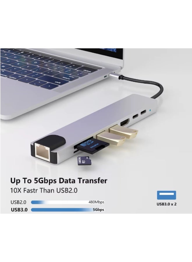 8-in-1 USB-C Docking Station USB 3.0 PD Hub With Charging Ethernet HDMI 4K TF/SD Card Reader for MacBook and Other Devices-Premium Quality. Ultimate Performance - Image 2