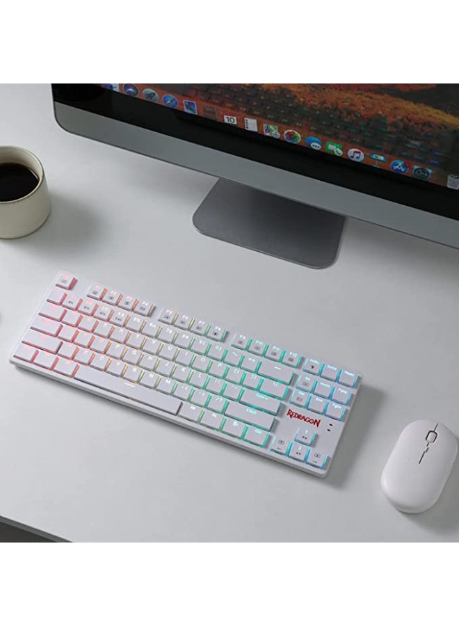 Redragon K539 Anubis Wireless RGB Mechanical Gaming Keyboard with Brown Switch - 2.4Ghz / Bluetooth 5.0 / Wired Type C White - Image 2