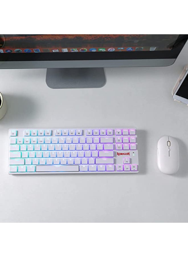 Redragon K539 Anubis Wireless RGB Mechanical Gaming Keyboard with Brown Switch - 2.4Ghz / Bluetooth 5.0 / Wired Type C White - Image 4