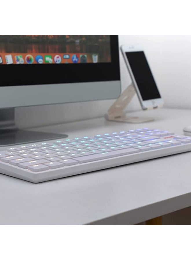 Redragon K539 Anubis Wireless RGB Mechanical Gaming Keyboard with Brown Switch - 2.4Ghz / Bluetooth 5.0 / Wired Type C White - Image 3