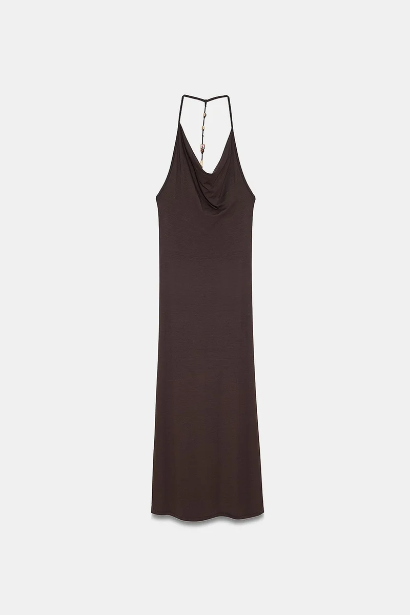 Dilvin Coffee Brown DILVIN Viscose Maxi Dress for Women | Best Price UAE