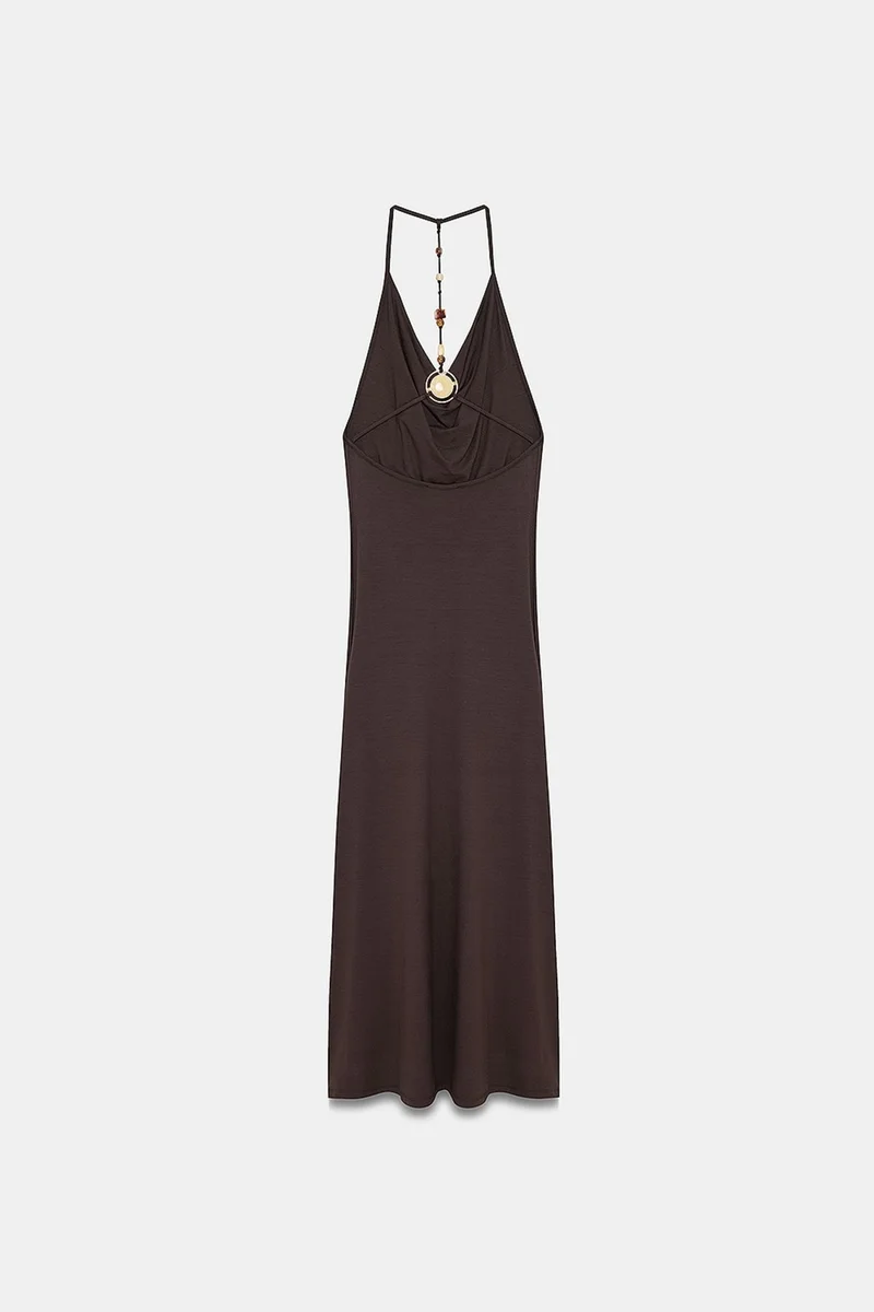 Dilvin Coffee Brown DILVIN Viscose Maxi Dress for Women | Best Price UAE