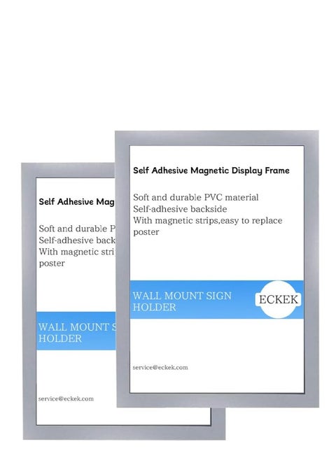 Eckek  Wall Mount Sign Holder Self Adhesive Magnetic Display Frame Clear Document Frame for Office, Store, School, Home, Wall Picture Frame 2Pack