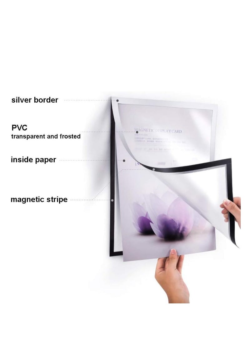 Eckek  Wall Mount Sign Holder Self Adhesive Magnetic Display Frame Clear Document Frame for Office, Store, School, Home, Wall Picture Frame 2Pack