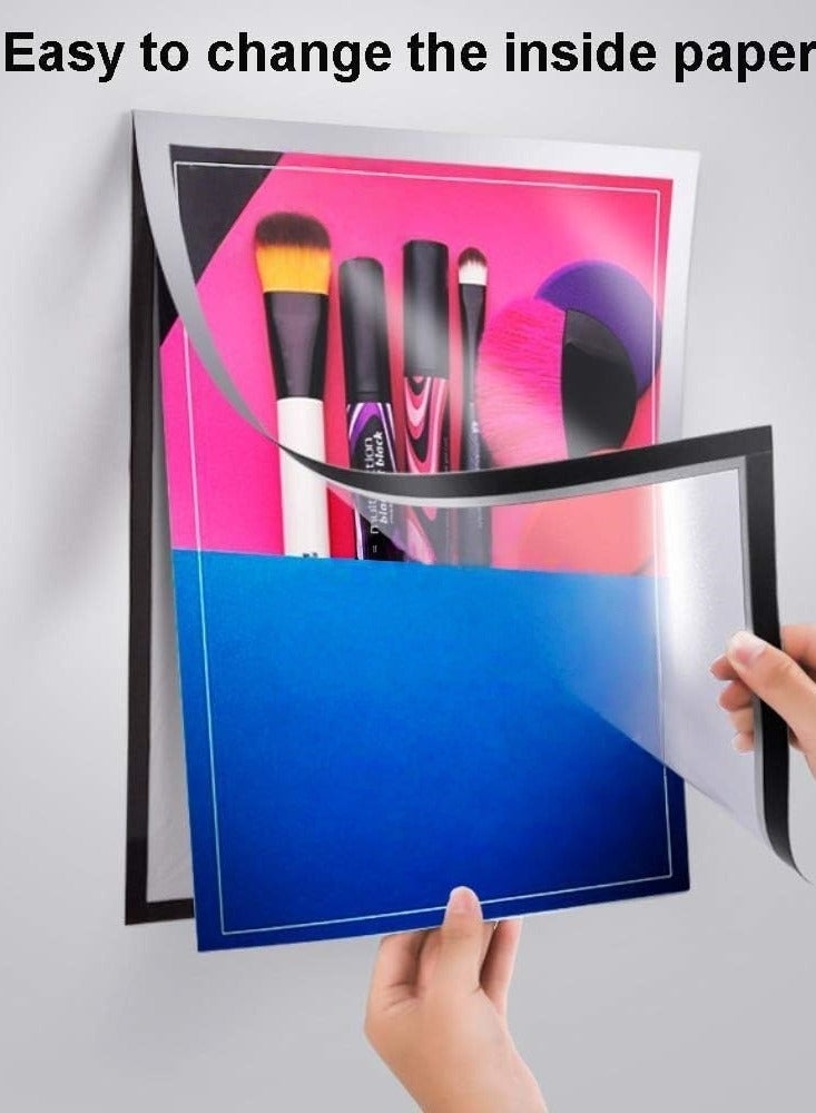 Eckek  Wall Mount Sign Holder Self Adhesive Magnetic Display Frame Clear Document Frame for Office, Store, School, Home, Wall Picture Frame 2Pack - Image 4