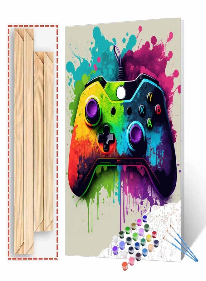Aihonmin Watercolour Game DIY Paint by Numbers for Adults,Abstract Game Controller Paint by Numbers DIY Acrylic Painting Paintwork Crafts Home Wall Living Room Bedroom Decoration Gifts 16x20 Inch (DIY Frame) - Image 1