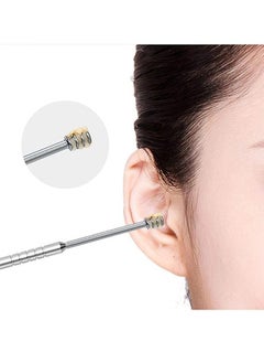 Generic 6pcs Ear Cleaner Kits Stainless Steel Ear Wax Remover Curette Ear Pick Spiral Ear Clean Tool Ear Cleaner Spoon Silver  - Image 5