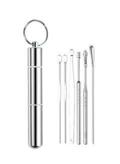 Generic 6pcs Ear Cleaner Kits Stainless Steel Ear Wax Remover Curette Ear Pick Spiral Ear Clean Tool Ear Cleaner Spoon Silver  - Image 1
