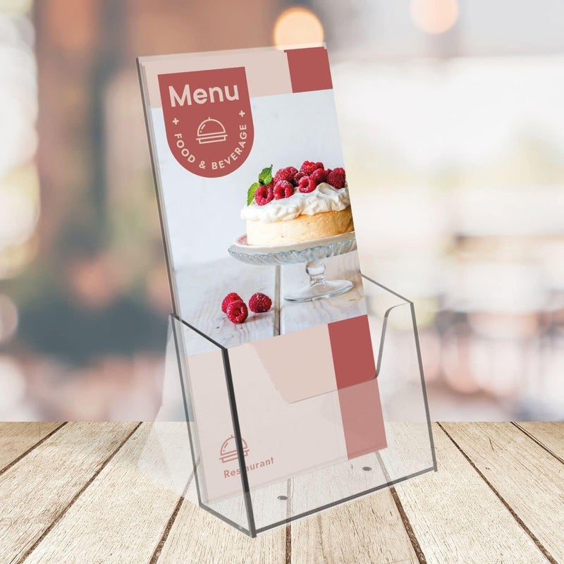 AL Raied A6 Brochure Holder - Crystal Clear Acrylic Display Stand for Flyers and Menus - Image 5