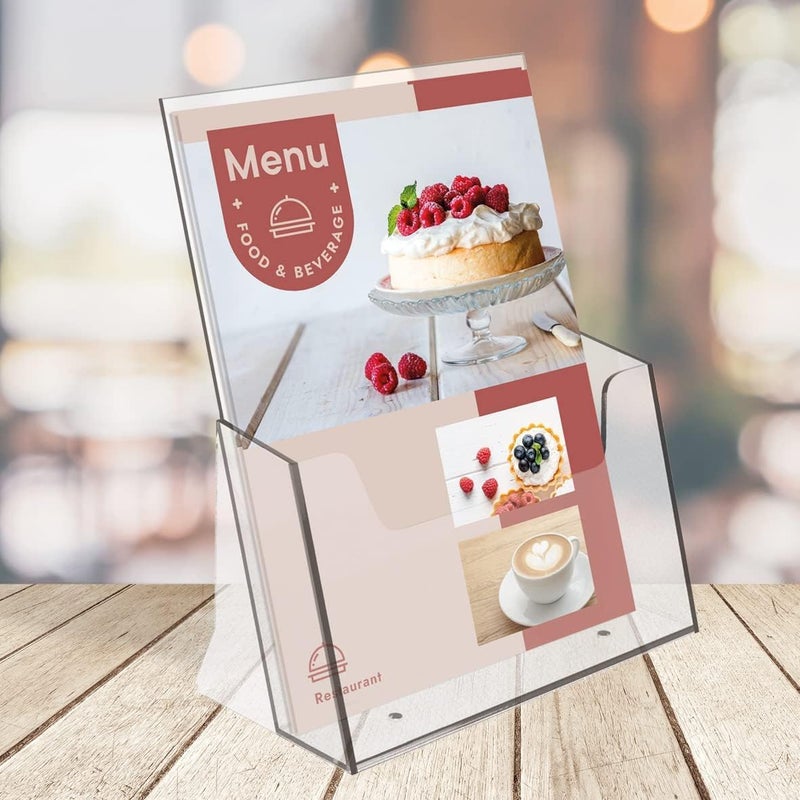 AL Raied A6 Brochure Holder - Crystal Clear Acrylic Display Stand for Flyers and Menus - Image 2