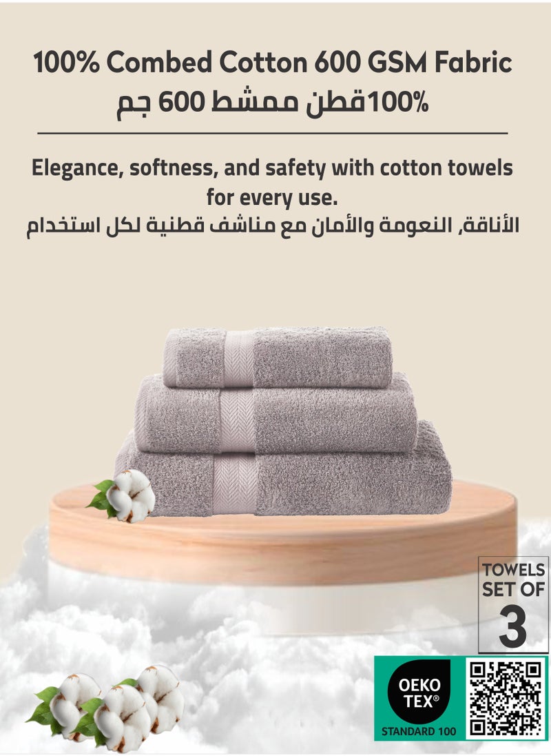 Donetella - Premium Towel 3-Pcs Set, 100% Combed Cotton 600 GSM, Highly Absorbent, Quick Dry Towel Set Include 1 Bath Towel, 1 Bath Sheet, 1 Hand Towel, Best Set for Bathroom Gym, Hotel And Spa,Violet Ice - Image 1