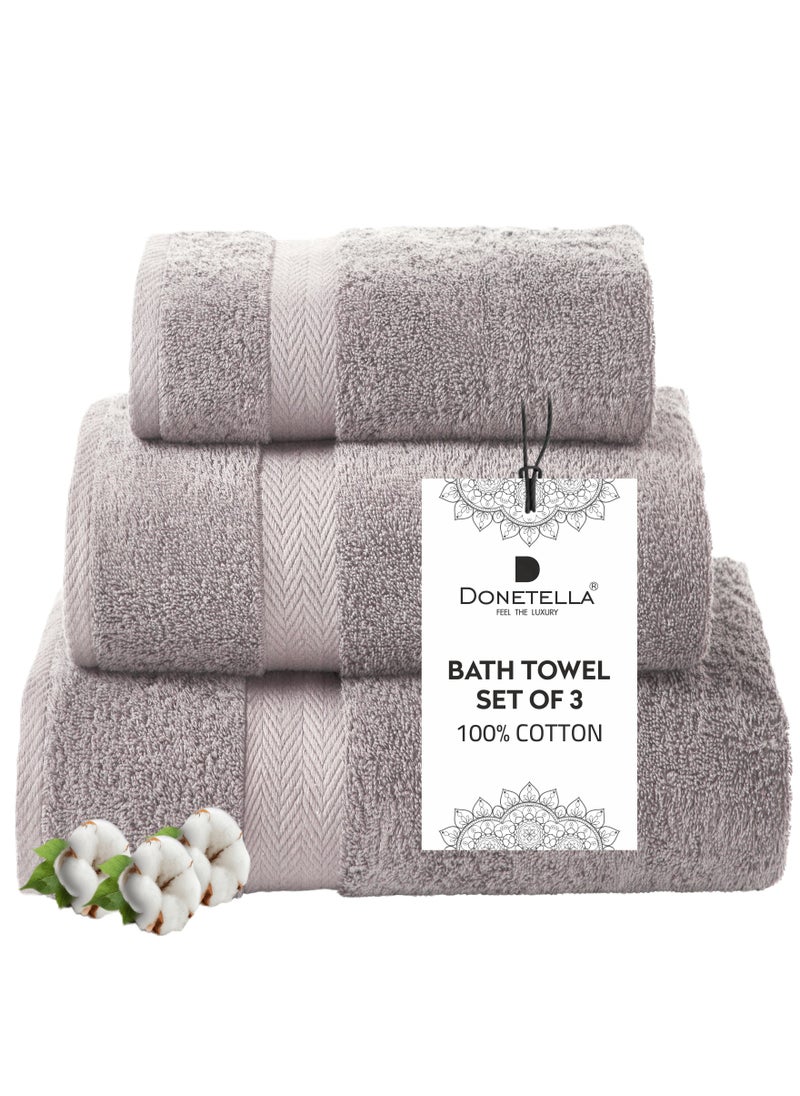 Donetella - Premium Towel 3-Pcs Set, 100% Combed Cotton 600 GSM, Highly Absorbent, Quick Dry Towel Set Include 1 Bath Towel, 1 Bath Sheet, 1 Hand Towel, Best Set for Bathroom Gym, Hotel And Spa,Violet Ice - Image 1
