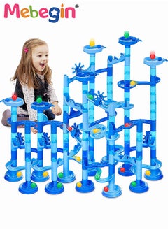 Marble Run Set 107 Pcs Marble Race Track for Kids with Water Mat Construction Building Block Toys Preschool STEM Educational Toy Gift for Boys Girls All Ages
