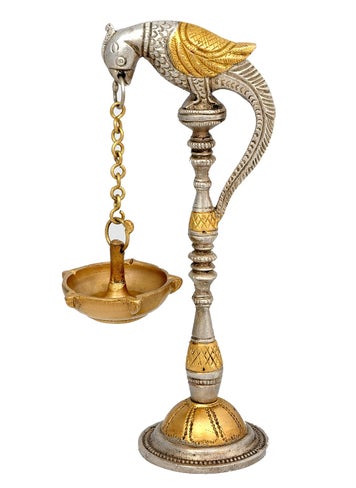 Idol Collections Dattatreya Brass Pair of Bird Diya Diwali Lamp Deepak Deep Height 8 I Home Decor  - Image 3