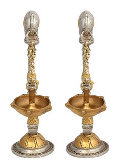 Idol Collections Dattatreya Brass Pair of Bird Diya Diwali Lamp Deepak Deep Height 8 I Home Decor  - Image 2