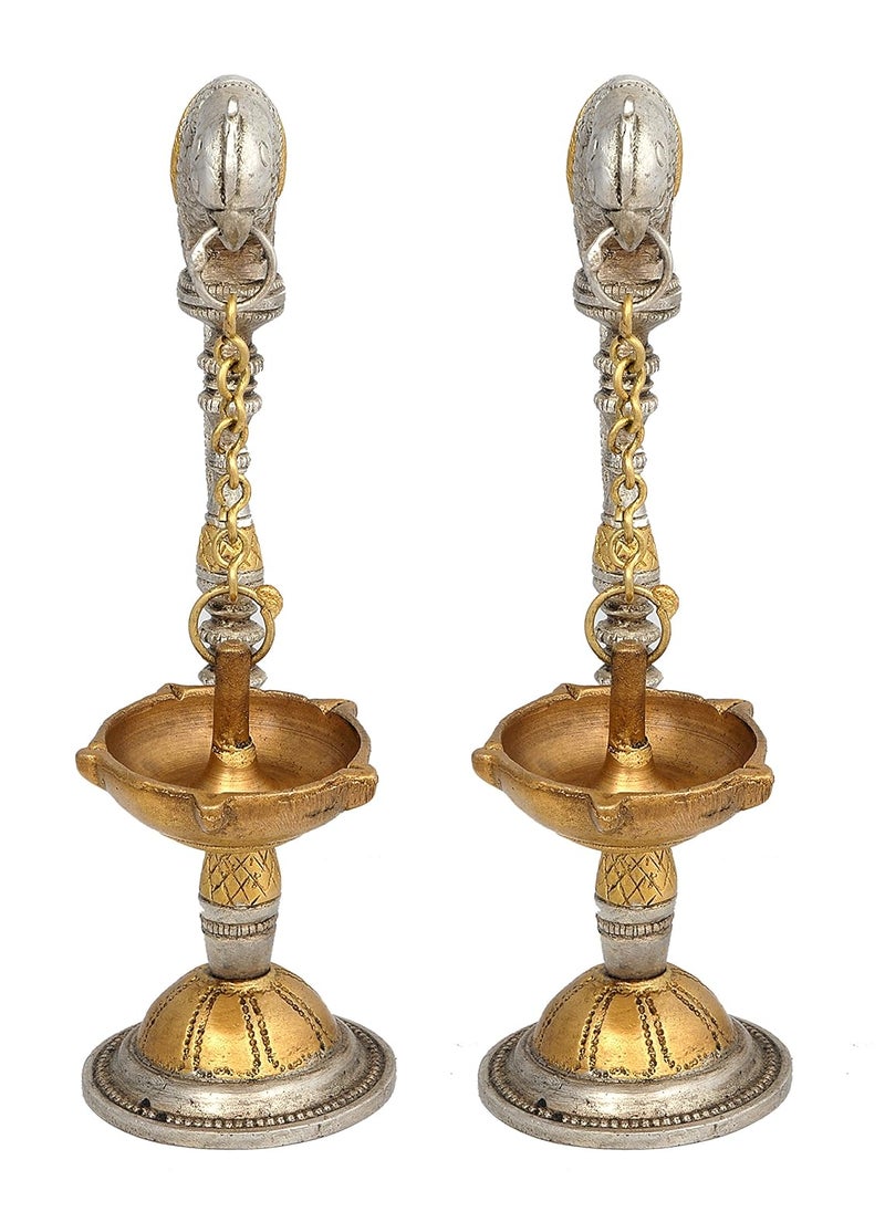 Idol Collections - Dattatreya Brass Pair of Bird Diya Diwali Lamp Deepak Deep Height 8 I Home Decor - Image 1