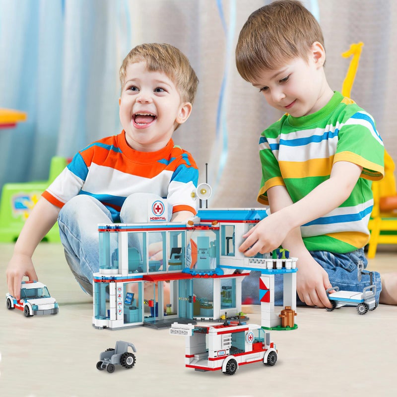 NEWABWN مستشفى City Hospital STEM 3 In1 مجموعات بناء متوافقة مع Lego Ambulance Tor Truck Rescue Helicopter Connect بمجموعات مدن أخرى 687 PCS أفضل هدية لـ 6 7 8 9 BOYS - Image 2