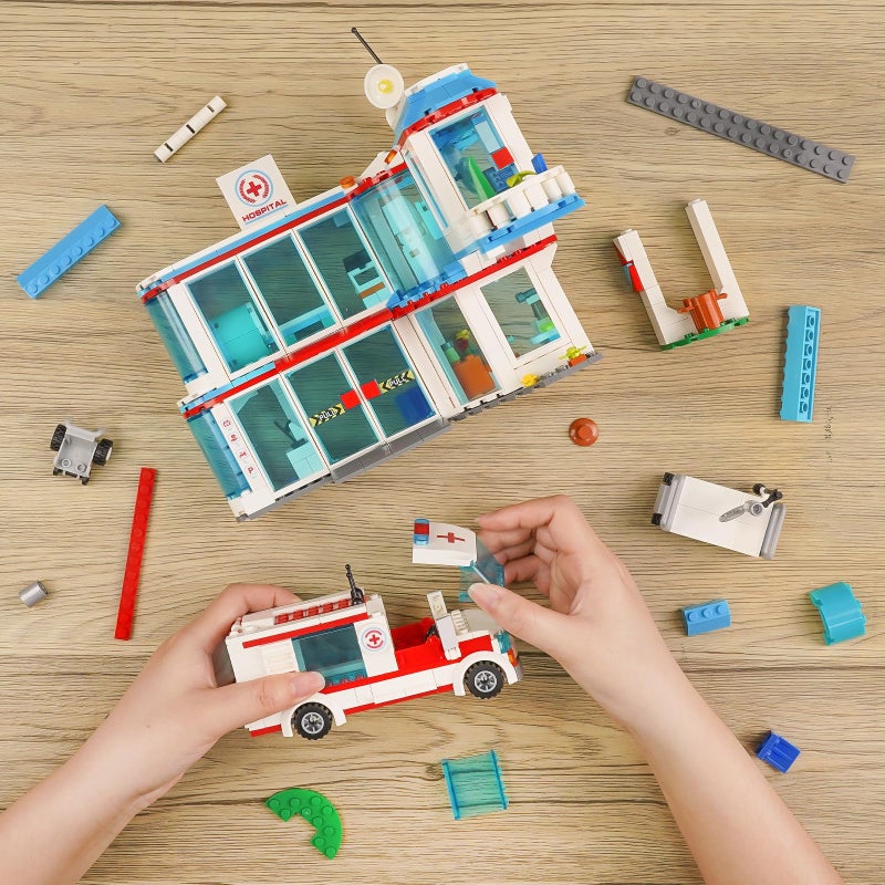 NEWABWN مستشفى City Hospital STEM 3 In1 مجموعات بناء متوافقة مع Lego Ambulance Tor Truck Rescue Helicopter Connect بمجموعات مدن أخرى 687 PCS أفضل هدية لـ 6 7 8 9 BOYS - Image 3