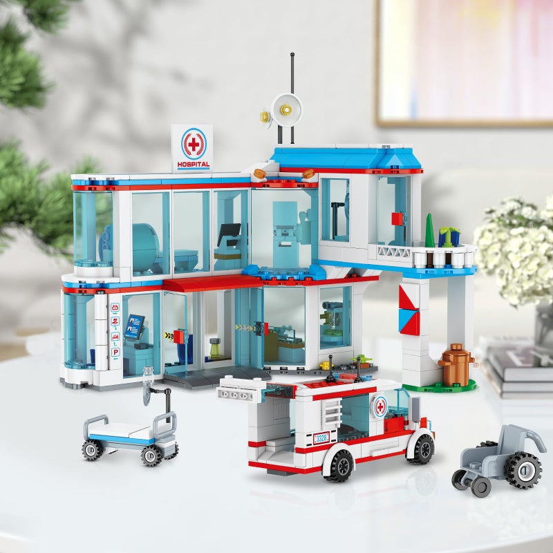 NEWABWN مستشفى City Hospital STEM 3 In1 مجموعات بناء متوافقة مع Lego Ambulance Tor Truck Rescue Helicopter Connect بمجموعات مدن أخرى 687 PCS أفضل هدية لـ 6 7 8 9 BOYS - Image 5