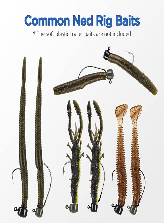 MadBite 24 Pack Ned Rig Jig Hook Kits, Standard Mushroom Jig Hooks, 1/8 oz, Green Pumpkin - Image 5