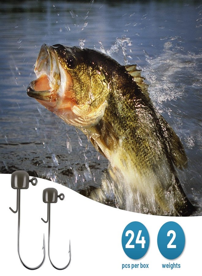 MadBite 24 Pack Ned Rig Jig Hook Kits, Standard Mushroom Jig Hooks, 1/8 oz, Green Pumpkin - Image 4