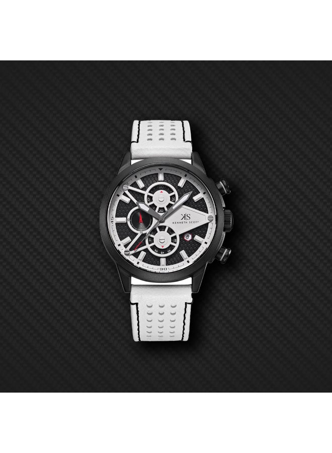KENNETH SCOTT Men's PU Chronograph Watch K25108-BLWB - 45 mm  - Image 4