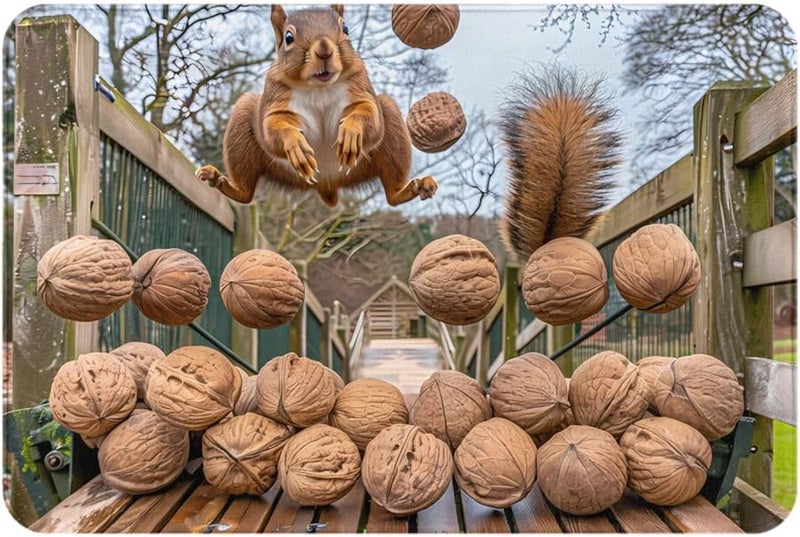 حصيرة الباب PHAYAH Squirrel Nuts مقاس 16x24 بوصة للاستخدام الداخلي والخارجي للشرفة والجراج والرواق - Image 3