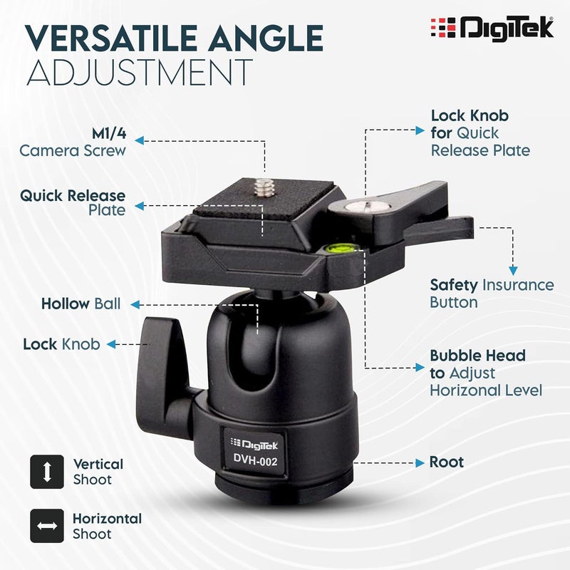 Digitek ® (DVH 002) رأس كرة خفيف الوزن مع لوحة إفراج سريعة - Image 5