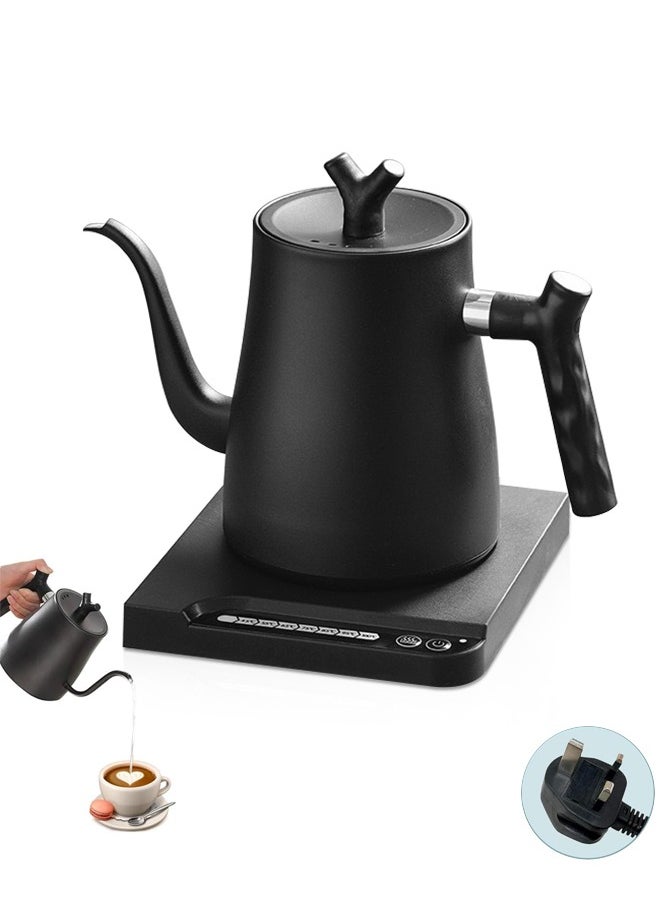 PAKCHOICE Electric Gooseneck Coffee Kettle Stainless Steel Electric Water Kettle With 7 Preset Temperature Indicate Constant Temperature And Touch Screen Panel Black 1L 1000W  - Image 1