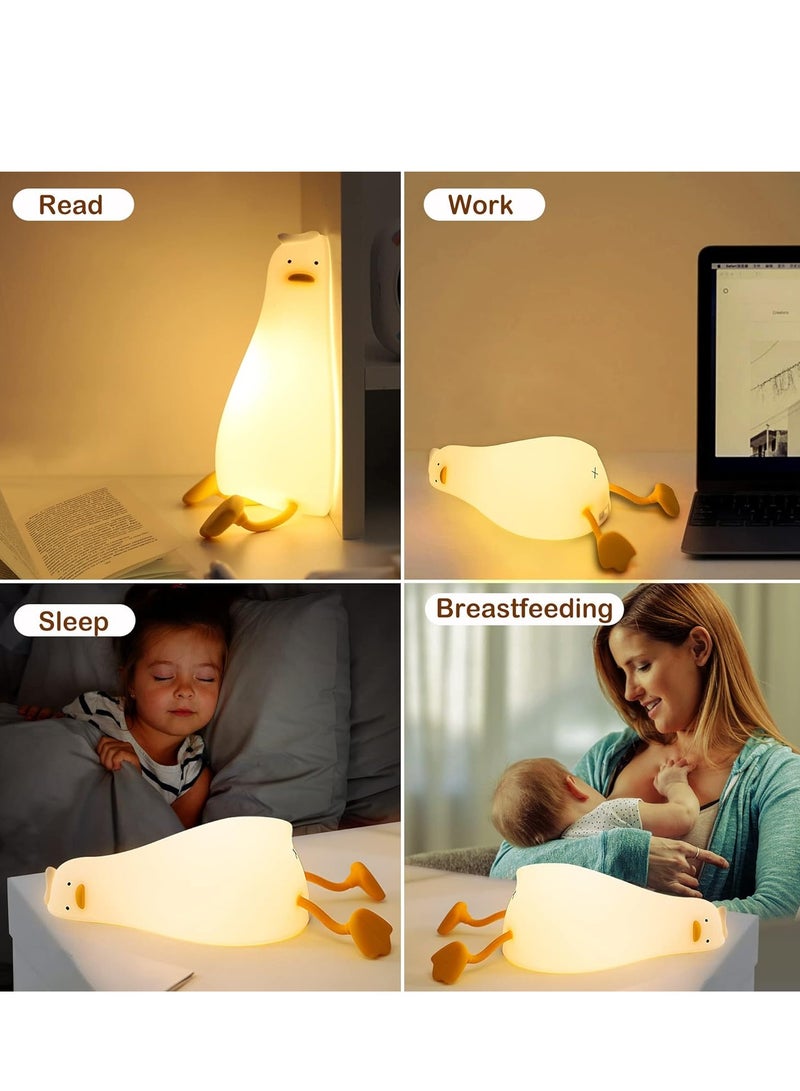 ELTRAZONE Lying Flat Duck Night Light – Cute Soft Silicone Nursery Lamp, Rechargeable LED Duck Light with Touch Control, Timer & Dimmer | Perfect Kawaii Birthday & Festival Gifts for Girls, Safe & Soft for Kids - Image 4