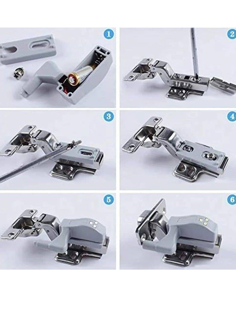 Interior hinge LED sensor lamp works as a night light for the wardrobe for the kitchen and bedroom, 2 pieces, easy to use and install, with battery - Image 4