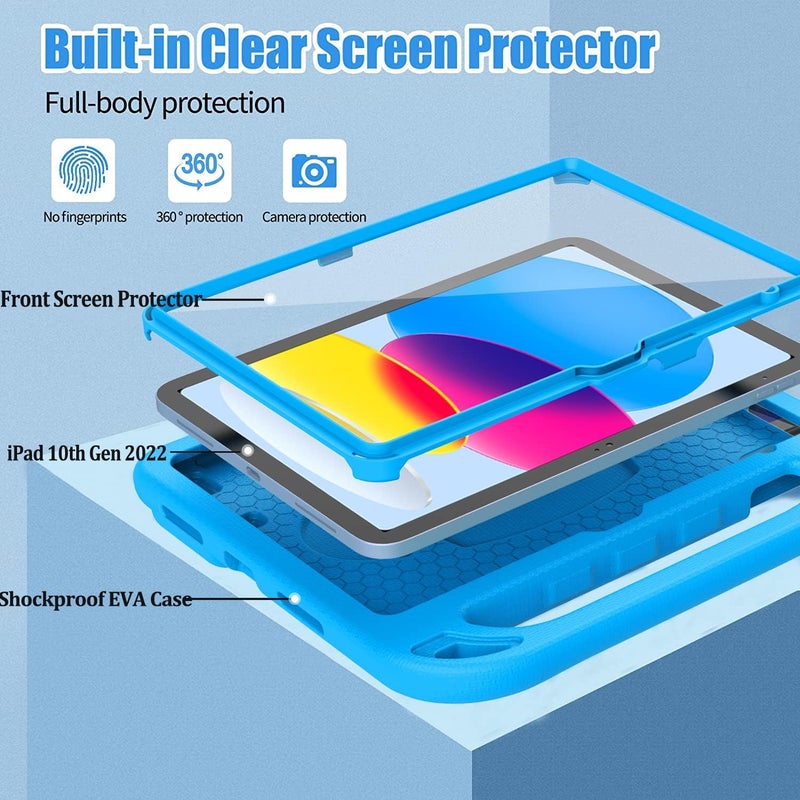 BMOUO Kids iPad Case for 11th & 10th Generation - Blue - Image 3