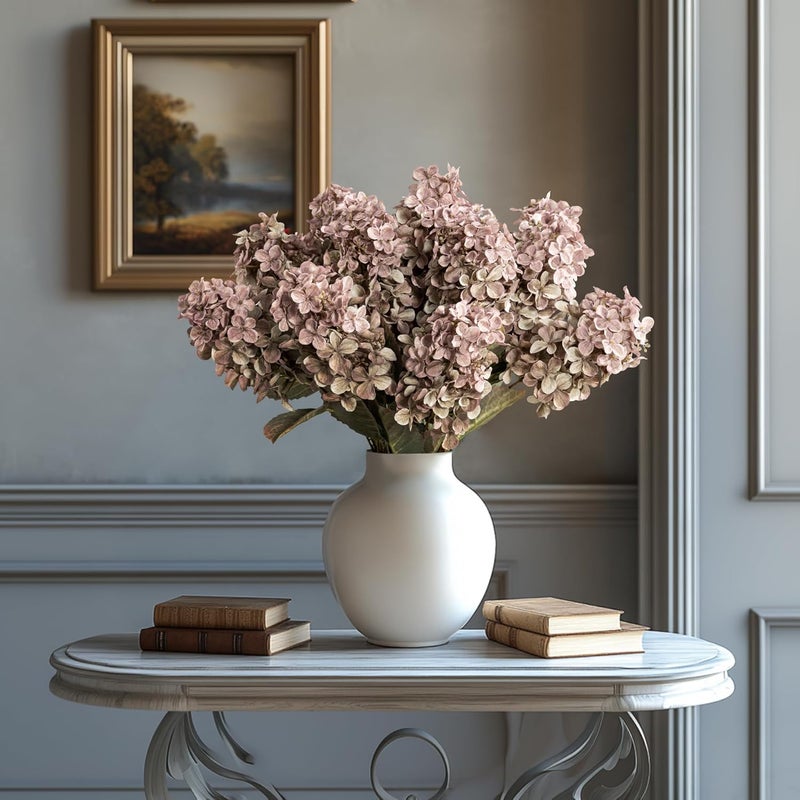 Ttranewsoo Fake Flowers Hydrangea Silk Flowers with Stems,Brown Flowers Fall Hydrangea Artificial Flowers,Winter Flowers Artificial for Decoration Vase Indoor and Outdoor 24"（Brown ） 8PCS Wthout Vase - Image 5